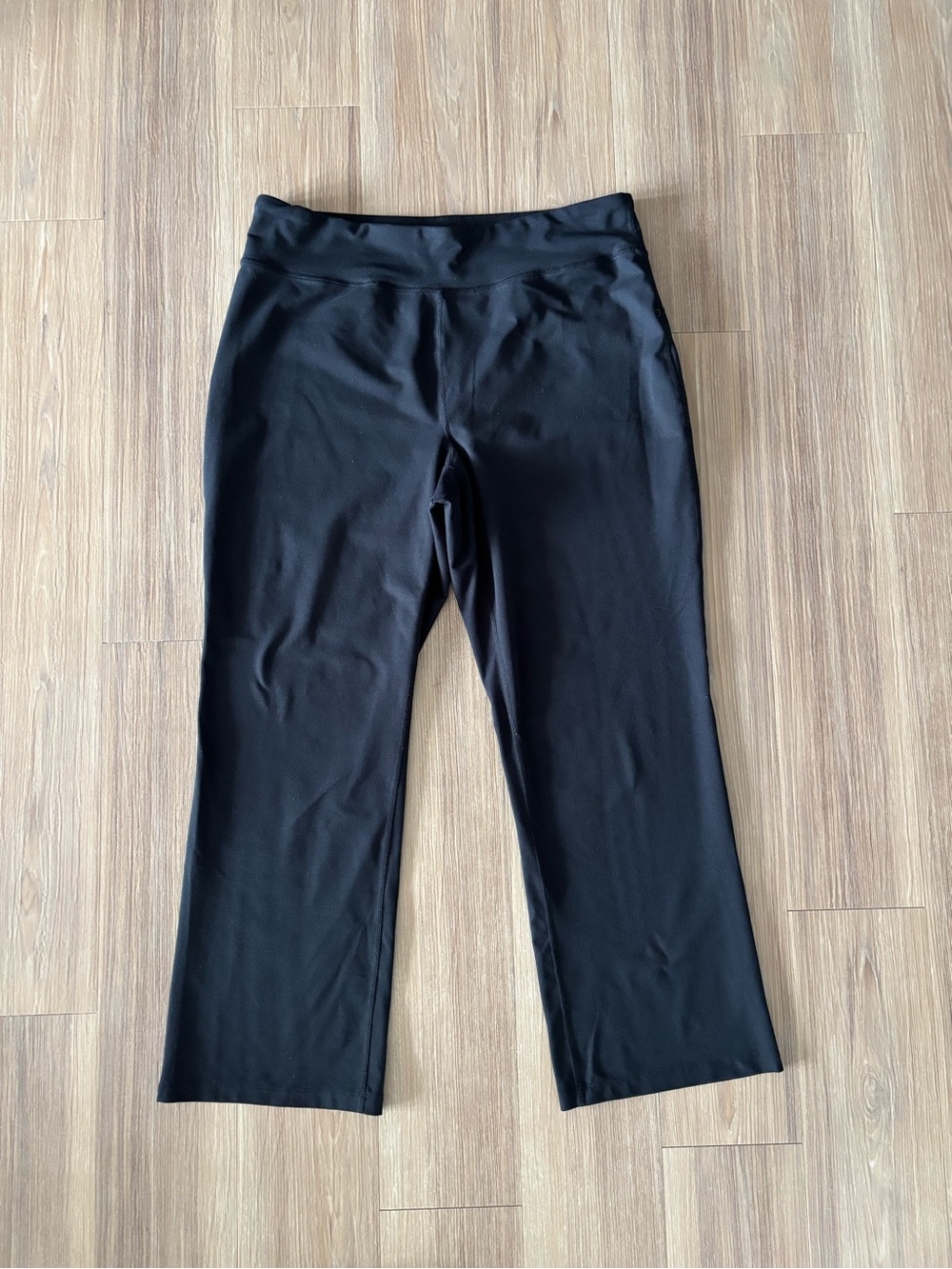 Lands' End Straight Leg Pants Starfish Black Stretch Pull On Womens 1X Casual